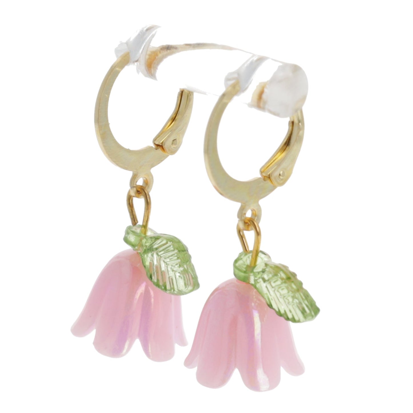 Pink Bell Orchid Huggie Hoop Earrings