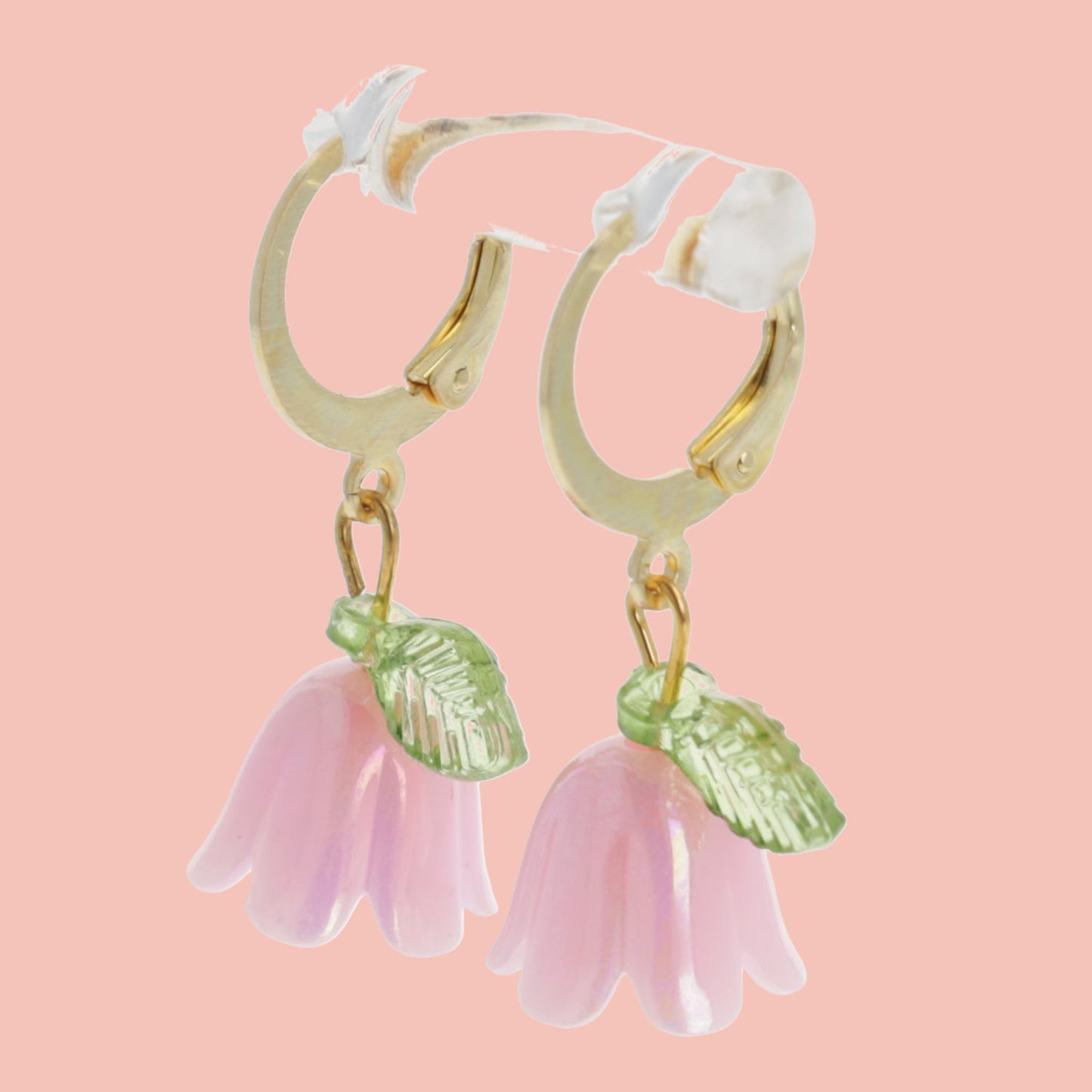 Pink Bell Orchid Huggie Hoop Earrings