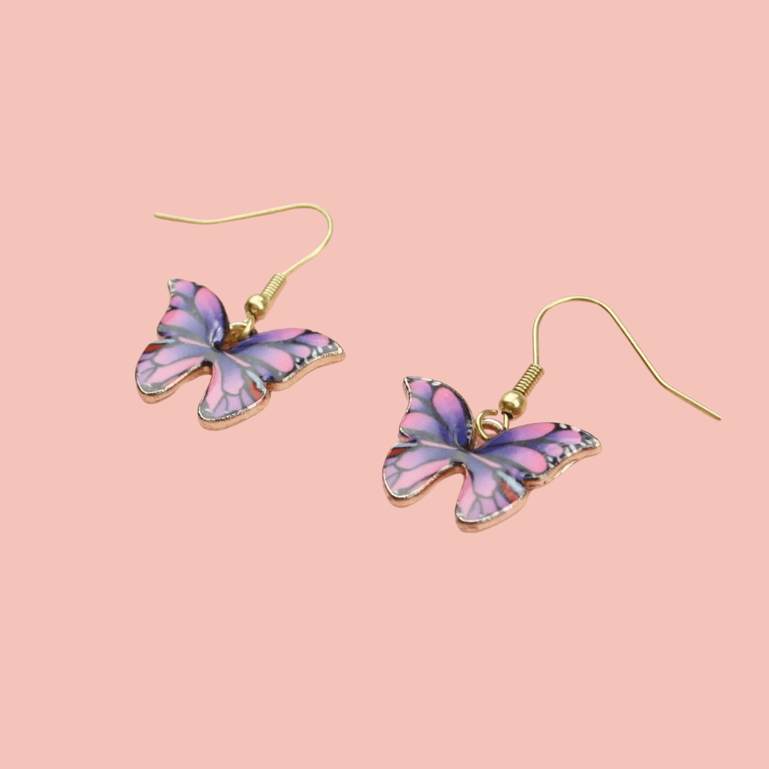 Pink & Purple Butterfly Earrings