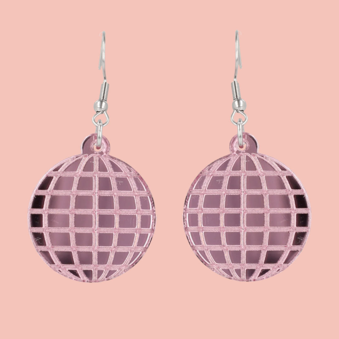 Pink Disco Ball Earrings