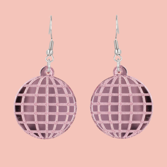 Pink Disco Ball Earrings