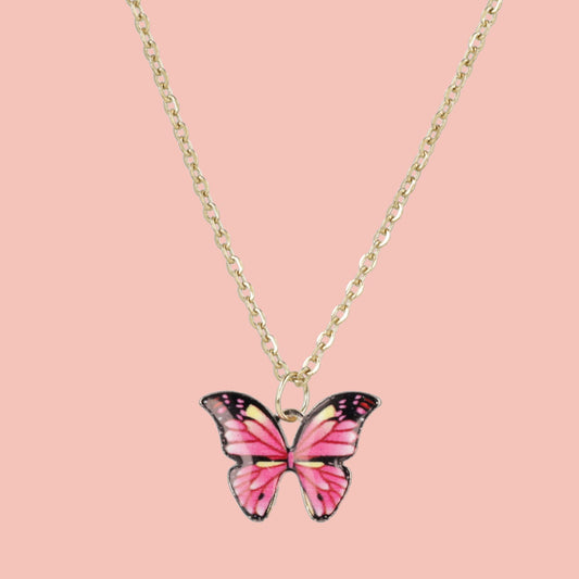 Pink Butterfly Necklace