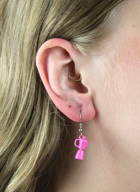 Pink Coffee Pot Earrings