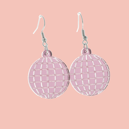 Pink Disco Ball Earrings