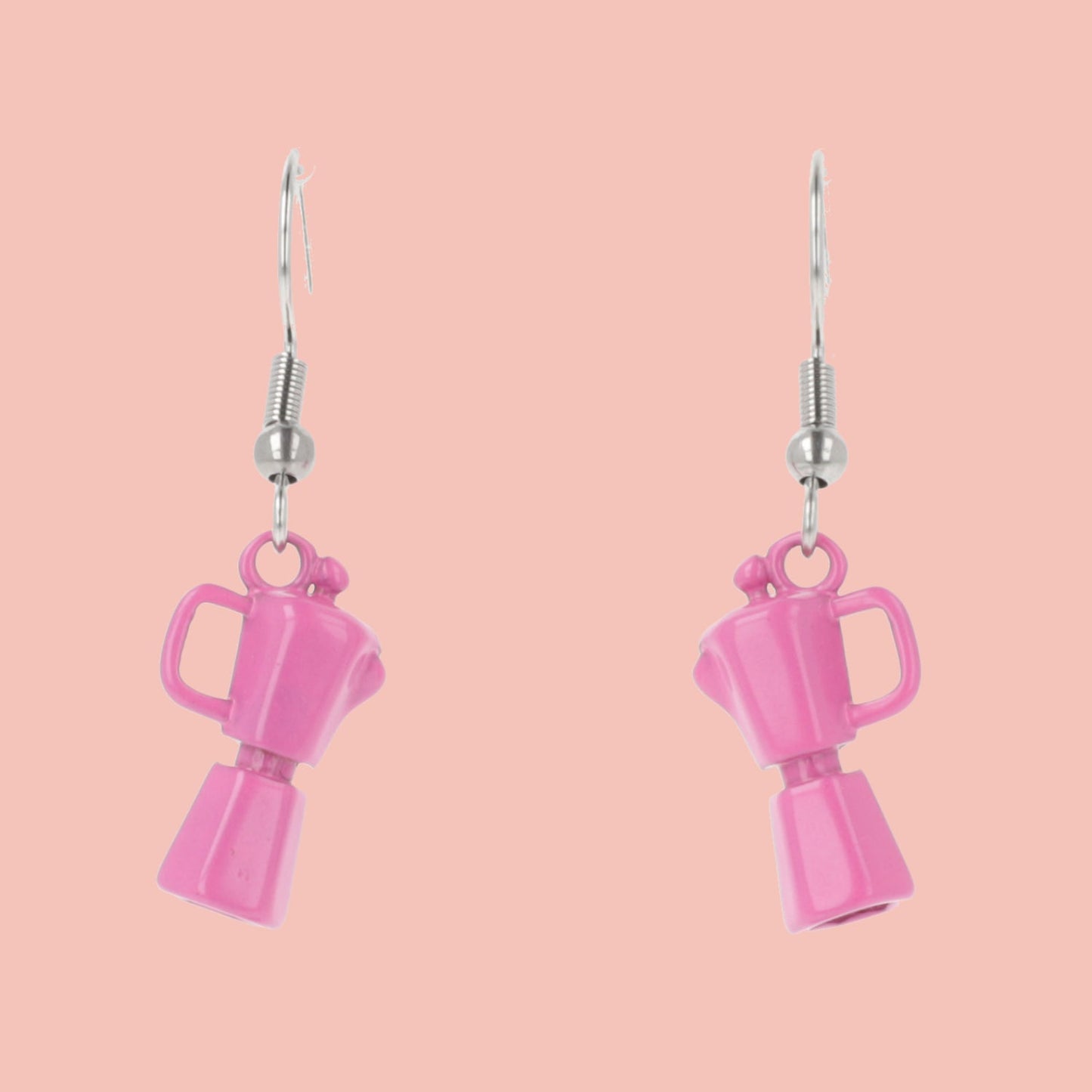 Pink Coffee Pot Earrings